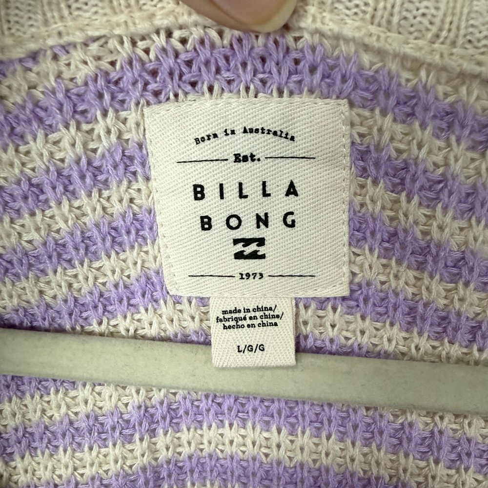 Billabong Striped V Neck Knit Sweater Multicolor Cropped Size L - Picture 5 of 6